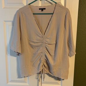Adrianna Papell Beige Ruched Blouse